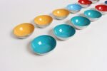 Set of Twelve Small Danish Modern Enamel and Brushed Aluminum Snack Bowls - Image 2