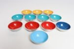 Set of Twelve Small Danish Modern Enamel and Brushed Aluminum Snack Bowls - Image 7