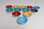 Set of Twelve Small Danish Modern Enamel and Brushed Aluminum Snack Bowls - Image 6
