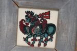 Vintage Deco Folk Art Painted Wood and Wheeling Ceramic Tile "Pegasus" Bookend - Image 11