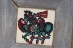 Vintage Deco Folk Art Painted Wood and Wheeling Ceramic Tile "Pegasus" Bookend - Image 11