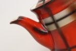 Vintage Czech Bohemian Orange Tartan Plaid Art Pottery Pitcher Teapot by Erphila - Image 9