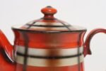 Vintage Czech Bohemian Orange Tartan Plaid Art Pottery Pitcher Teapot by Erphila - Image 14