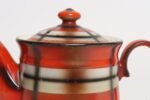 Vintage Czech Bohemian Orange Tartan Plaid Art Pottery Pitcher Teapot by Erphila - Image 14