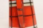 Vintage Czech Bohemian Orange Tartan Plaid Art Pottery Pitcher Teapot by Erphila - Image 12