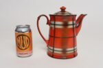 Vintage Czech Bohemian Orange Tartan Plaid Art Pottery Pitcher Teapot by Erphila - Image 7