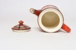 Vintage Czech Bohemian Orange Tartan Plaid Art Pottery Pitcher Teapot by Erphila - Image 6