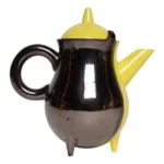 Vintage Vallauris Two Tone Gray and Yellow Ceramic Teapot by Auguste Lucchesi