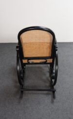 Vintage Thonet Ebonized Bentwood and Rattan Rocking Chair - Image 12