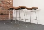 Set of Four Brazilian Leather and Stainless Steel Bar Stools by Fernando Jaeger - Image 2