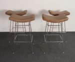 Set of Four Brazilian Leather and Stainless Steel Bar Stools by Fernando Jaeger - Image 5