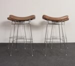 Set of Four Brazilian Leather and Stainless Steel Bar Stools by Fernando Jaeger - Image 4