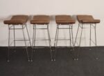Set of Four Brazilian Leather and Stainless Steel Bar Stools by Fernando Jaeger - Image 8