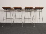 Set of Four Brazilian Leather and Stainless Steel Bar Stools by Fernando Jaeger - Image 9
