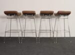 Set of Four Brazilian Leather and Stainless Steel Bar Stools by Fernando Jaeger - Image 9