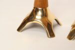 Pair of Sculptural Vintage Austrian Brass and Walnut Candlesticks - Image 14