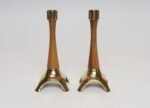 Pair of Sculptural Vintage Austrian Brass and Walnut Candlesticks - Image 6