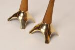 Pair of Sculptural Vintage Austrian Brass and Walnut Candlesticks - Image 12