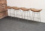 Set of Four Brazilian Leather and Stainless Steel Bar Stools by Fernando Jaeger - Image 11