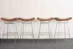 Set of Four Brazilian Leather and Stainless Steel Bar Stools by Fernando Jaeger - Image 12