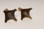 Pair of Sculptural Vintage Austrian Brass and Walnut Candlesticks - Image 10