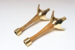 Pair of Sculptural Vintage Austrian Brass and Walnut Candlesticks - Image 8