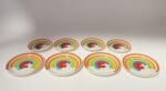 Set of Eight Italian Porcelain Salad and Dinner "Rainbow" Plates by Mancer - Image 3