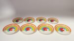 Set of Eight Italian Porcelain Salad and Dinner "Rainbow" Plates by Mancer - Image 3