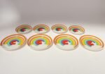 Set of Eight Italian Porcelain Salad and Dinner "Rainbow" Plates by Mancer - Image 2