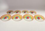 Set of Eight Italian Porcelain Salad and Dinner "Rainbow" Plates by Mancer - Image 2