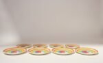 Set of Eight Italian Porcelain Salad and Dinner "Rainbow" Plates by Mancer - Image 5