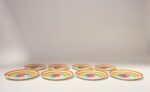 Set of Eight Italian Porcelain Salad and Dinner "Rainbow" Plates by Mancer - Image 5