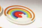 Set of Eight Italian Porcelain Salad and Dinner "Rainbow" Plates by Mancer - Image 22