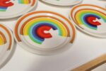 Set of Eight Italian Porcelain Salad and Dinner "Rainbow" Plates by Mancer - Image 21