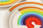 Set of Eight Italian Porcelain Salad and Dinner "Rainbow" Plates by Mancer - Image 17