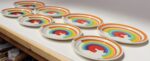 Set of Eight Italian Porcelain Salad and Dinner "Rainbow" Plates by Mancer - Image 6