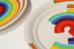 Set of Eight Italian Porcelain Salad and Dinner "Rainbow" Plates by Mancer - Image 13