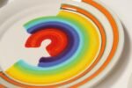 Set of Eight Italian Porcelain Salad and Dinner "Rainbow" Plates by Mancer - Image 11
