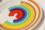 Set of Eight Italian Porcelain Salad and Dinner "Rainbow" Plates by Mancer - Image 11