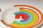 Set of Eight Italian Porcelain Salad and Dinner "Rainbow" Plates by Mancer - Image 10