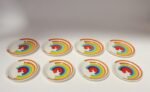 Set of Eight Italian Porcelain Salad and Dinner "Rainbow" Plates by Mancer - Image 4