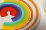 Set of Eight Italian Porcelain Salad and Dinner "Rainbow" Plates by Mancer - Image 8