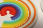 Set of Eight Italian Porcelain Salad and Dinner "Rainbow" Plates by Mancer - Image 8