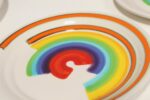 Set of Eight Italian Porcelain Salad and Dinner "Rainbow" Plates by Mancer - Image 24