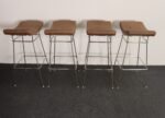 Set of Four Brazilian Leather and Stainless Steel Bar Stools by Fernando Jaeger - Image 14