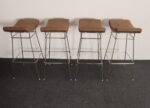 Set of Four Brazilian Leather and Stainless Steel Bar Stools by Fernando Jaeger - Image 14
