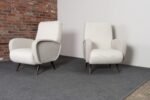Pair of Italian Walnut and Gray and White Tweed Club Chairs after Marco Zanuso - Image 5