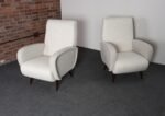 Pair of Italian Walnut and Gray and White Tweed Club Chairs after Marco Zanuso - Image 4