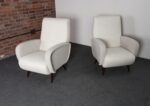 Pair of Italian Walnut and Gray and White Tweed Club Chairs after Marco Zanuso - Image 4