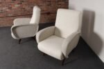 Pair of Italian Walnut and Gray and White Tweed Club Chairs after Marco Zanuso - Image 6